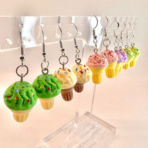 Ice Cream Earrings - Summer Earrings - Beach Vacation Earrings - Dessert Earring